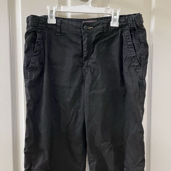 MASON’S Woman Rites Black Cropped Cargo Pants Italy Cotton Woman's Size 48 US 12 - Picture 2 of 16